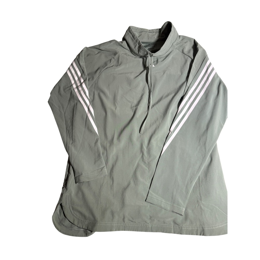 Adidas Womens Sage Green 3-Stripe Funnel Neck Long Sleeve Active Top HS2378 M